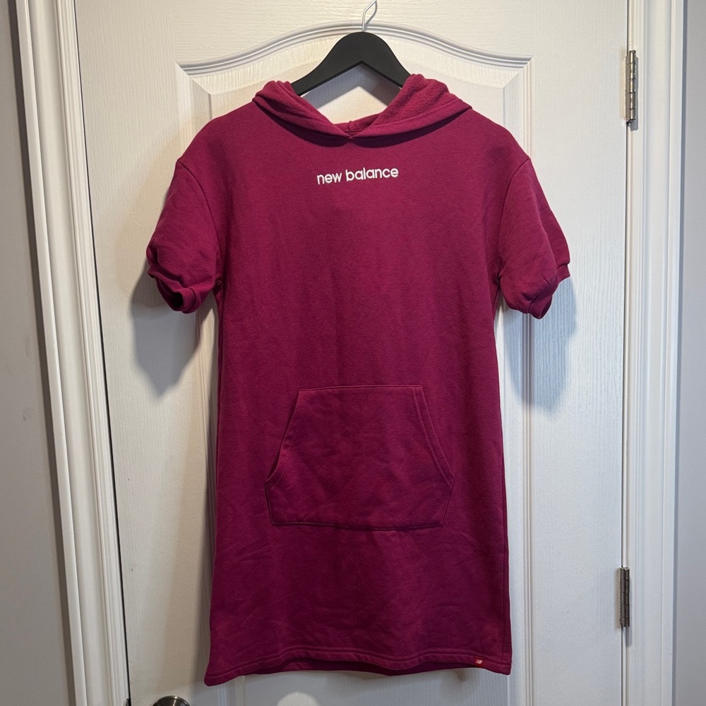 435-New Balance Essentials Stacked Logo French Terry Hoodie Dress